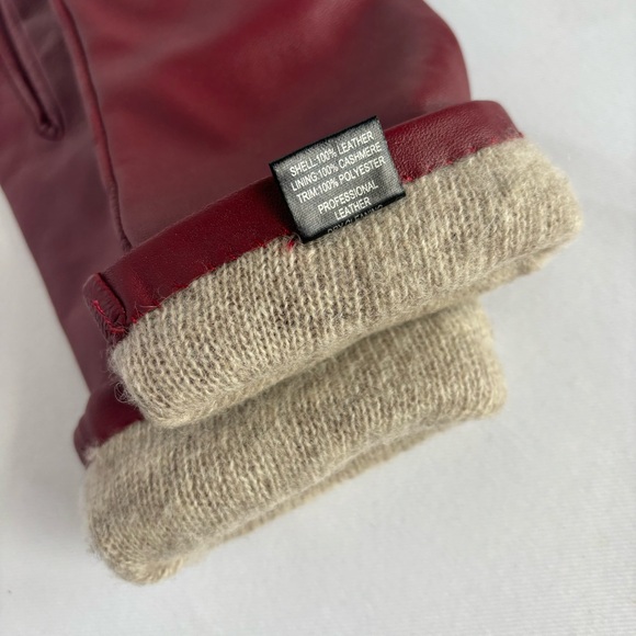 GENUINE LEATHER BURGUNDY GLOVES WITH TECH TOUCH - Picture 5 of 8